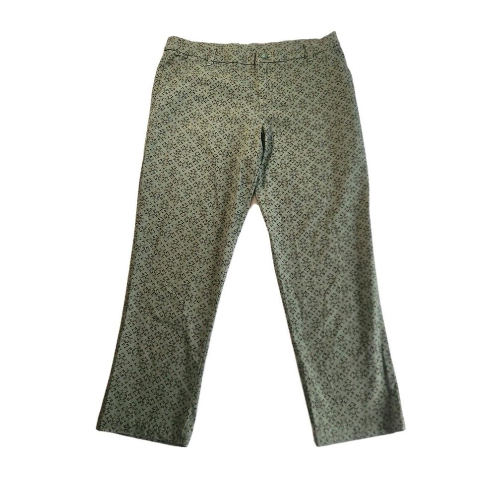 Patagonia Women’s Cropped Pants Size 8 Green Black Print Cotton Mid-Rise Pockets